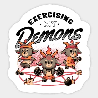 Exercising My Demons - Cute Evil Dark Funny Baphomet Gift Sticker